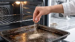 Esqueça os químicos agressivos: duas colheres numa assadeira — e o seu forno limpa-se sozinho numa hora
