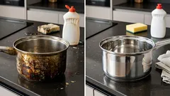 Limpar resíduos queimados de uma panela sem esfregar: soluções caseiras simples